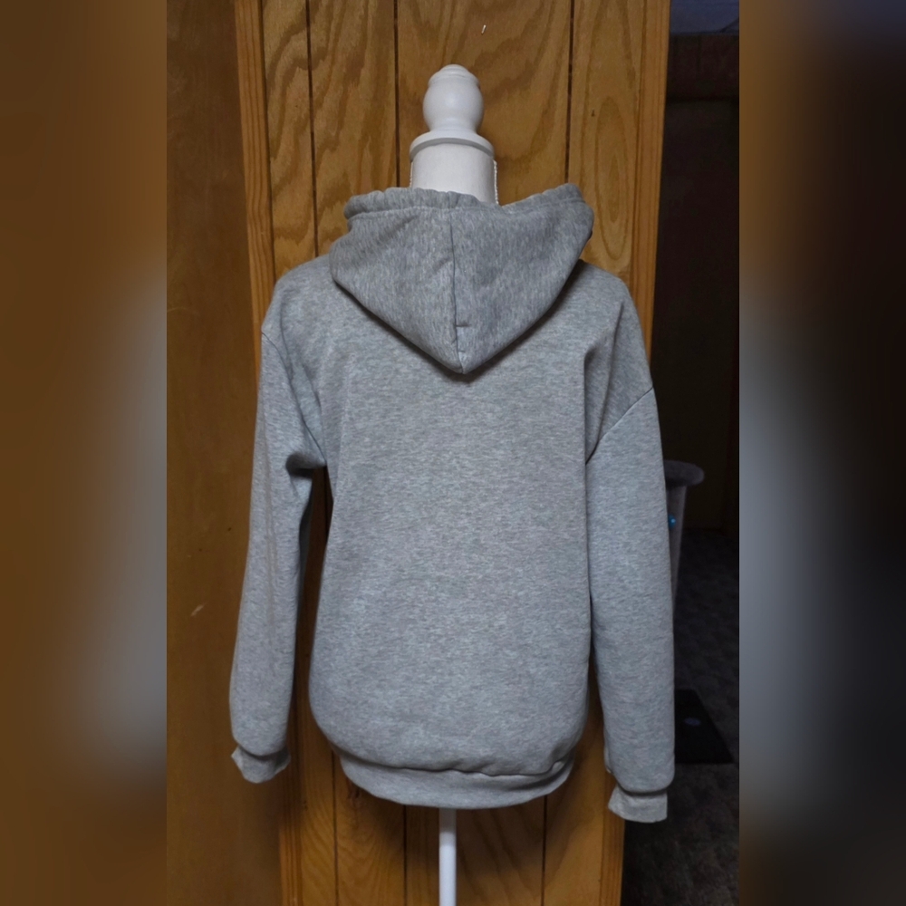 SHEIN Brooklyn New York Hoodie Women’s Small Gray Graphic Sweatshirt Casual Camp - Picture 3 of 7